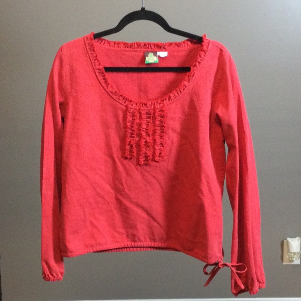 16 HEMP red linen top